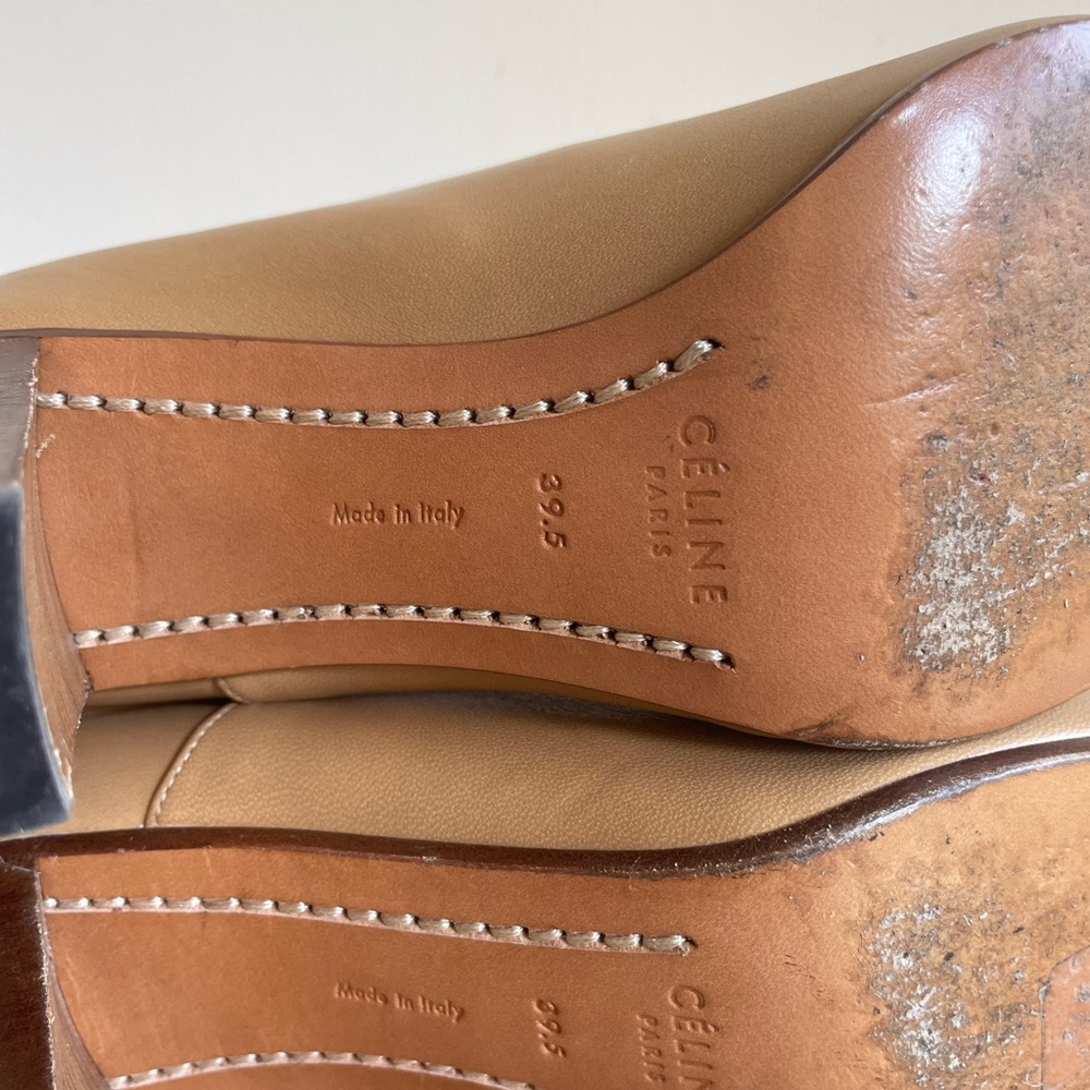 Celine Beige leather Wrap Ankle Boots Size 39.5 - Picture 6 of 8
